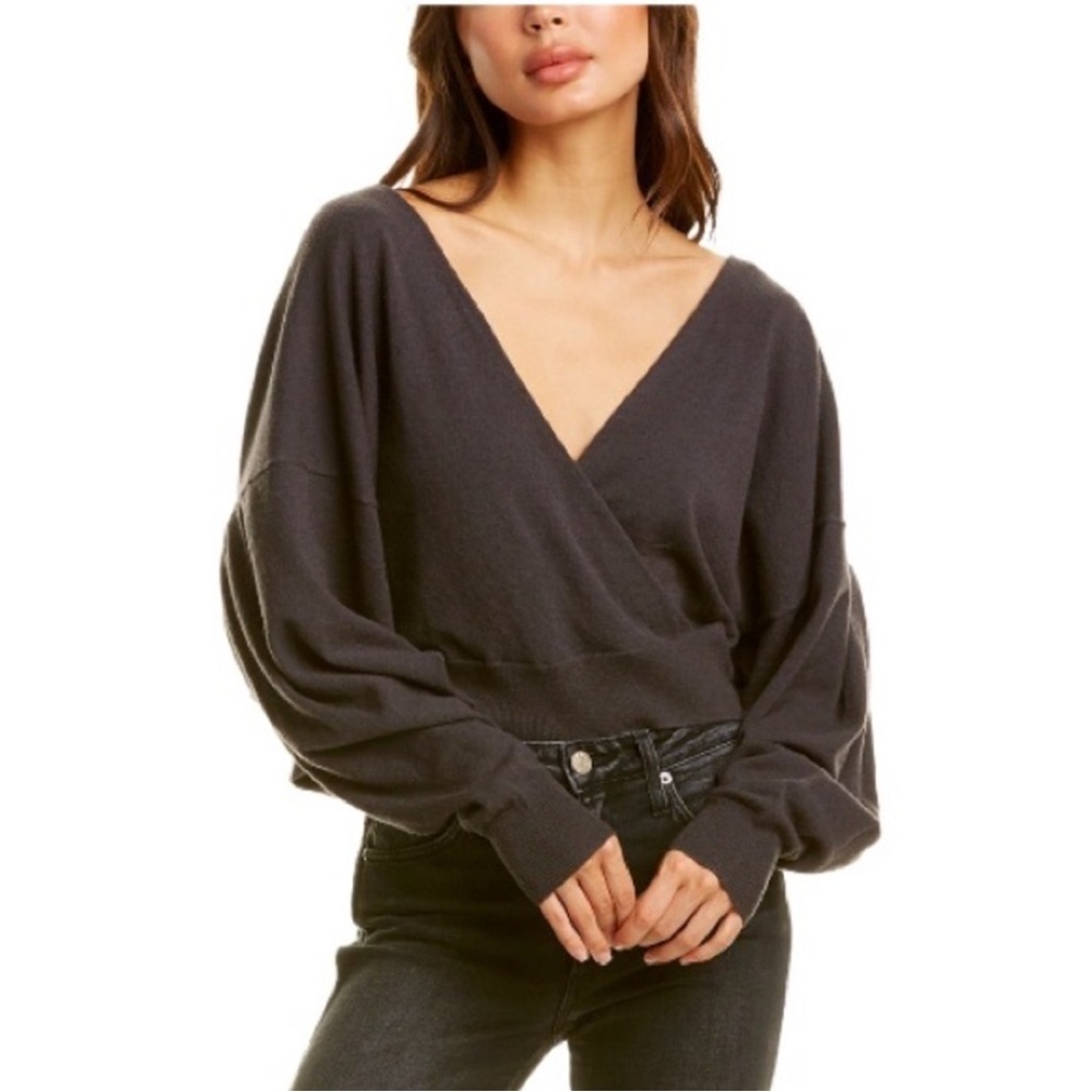 IRO Dewalt Wool & Yak Blend Slate Gray Deep V Wrap Style Sweater XS